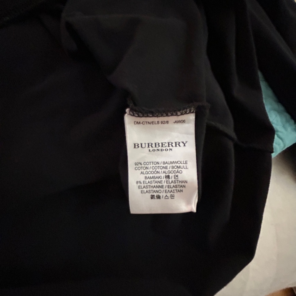 Burberry Vintage Black long t-shirt iconic plaid collar women’s L luxury - Picture 2 of 3
